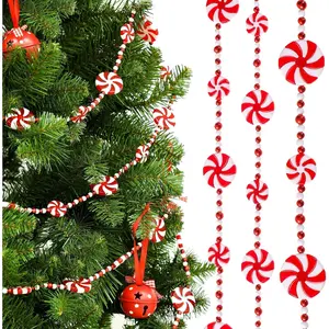10 Feet Christmas Candy Garland Peppermint Candy Garland Christmas Decorations Fake Crystal Candy Decor Christmas Tree Garland for Xmas Home Christmas Home Decoration (Classic Style) (Red and White) Ornaments