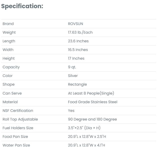[FLASH SALE] ROVSUN 9 QT Roll Top Rectangular Chafing Dish Buffet Set with Full-Size Pan & Visible Window