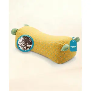 Buckwheat  Roll Pillow - Adjustable  Support Bolster for  ,16.5"x6.3" Cylinder Pillows with Hulls Filling, Firm Travel Pillow for Sleeping  Support,Yellow