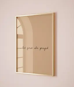 But First She Prayed Christian Wall Art Print, Motivational Faith Quote Decor, Inspirational Prayer Reminder, Teen's Girl Room Decor