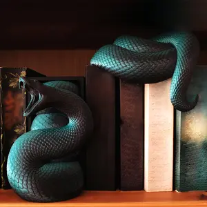 Resin Snake Bookends Set of 2, Creative Decorative Book Holders, Head and Tail Combination Bookshelf Accent, Suitable for Home Study Office Desk Bookcase Organization, Artistic Book Support Decor Gift