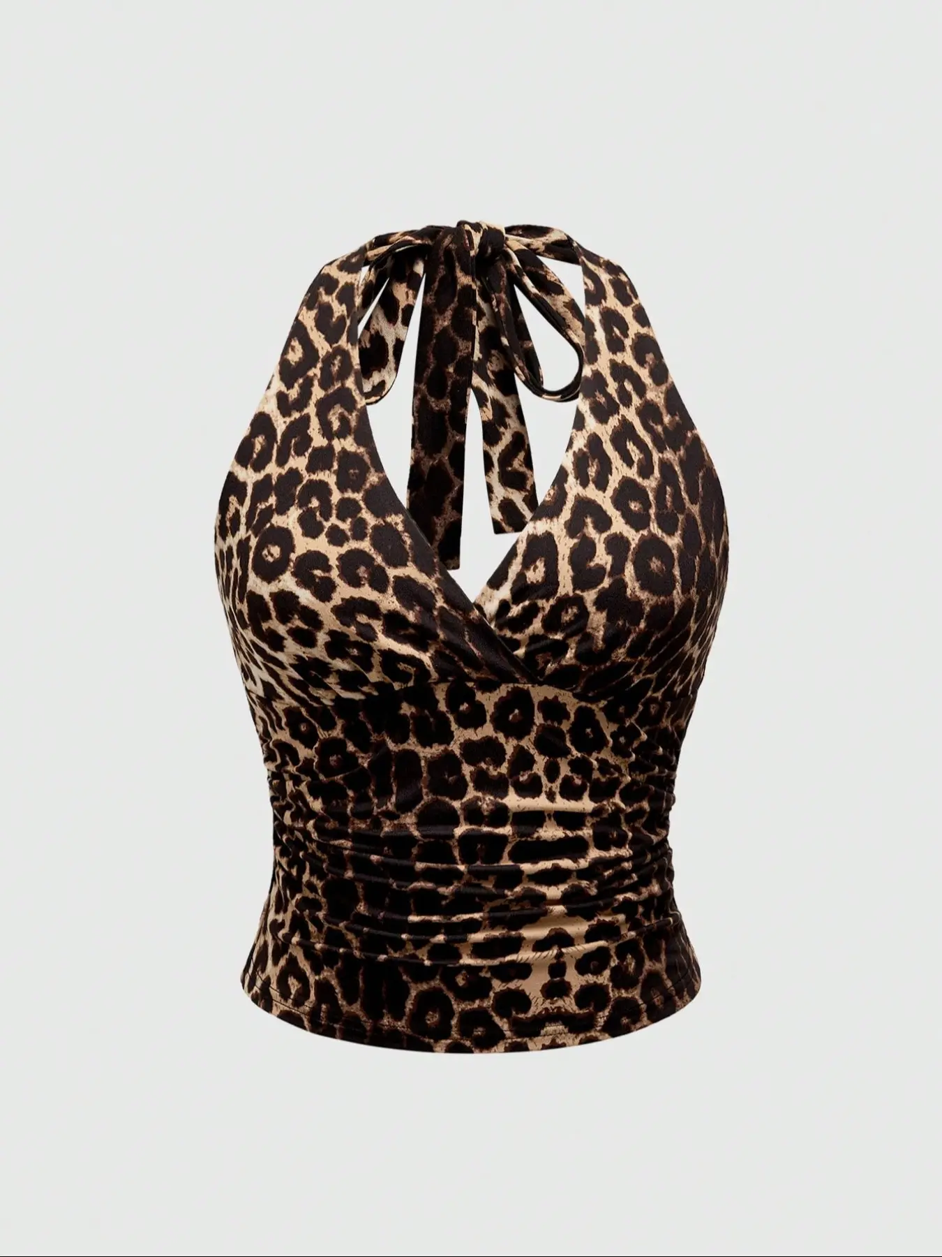 Trendy Leopard Print Halter Neck Top, Cami Sleeveless Top, Casual Summer Fall Fashion, Perfect for Daily Wear & Stylish, Must-Have Women's Clothing
