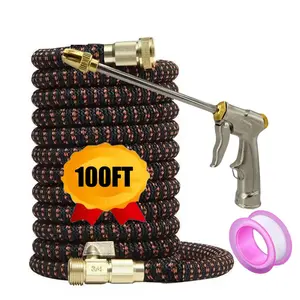 Flexible Expandable Garden Water Hose High Pressure Nozzle Spraye Washer Gun Wash Hose Retractable Water Hose Expandable Garden Water Hose 25FT-50FT-75FT-100FT Flexible Expanding Hose