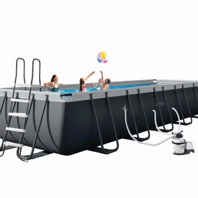 26357MZ 20ft x 10ft x 52in Ultra XTR Deluxe Rectangular Above Ground Swimming Pool Set, Includes 1500 GPH Sand Filter Pump, SuperTough Puncture Resistant, Rust Resistant, Easy to Assemble