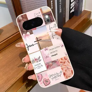Rounded Edge Phone Case for Google Pixel 10 9 8 7 Pro A XL Petal Serenity Hibiscus Faith Pattern Pocket-Friendly Shockproof Liquid Silicone Protective Soft Smartphone Casing