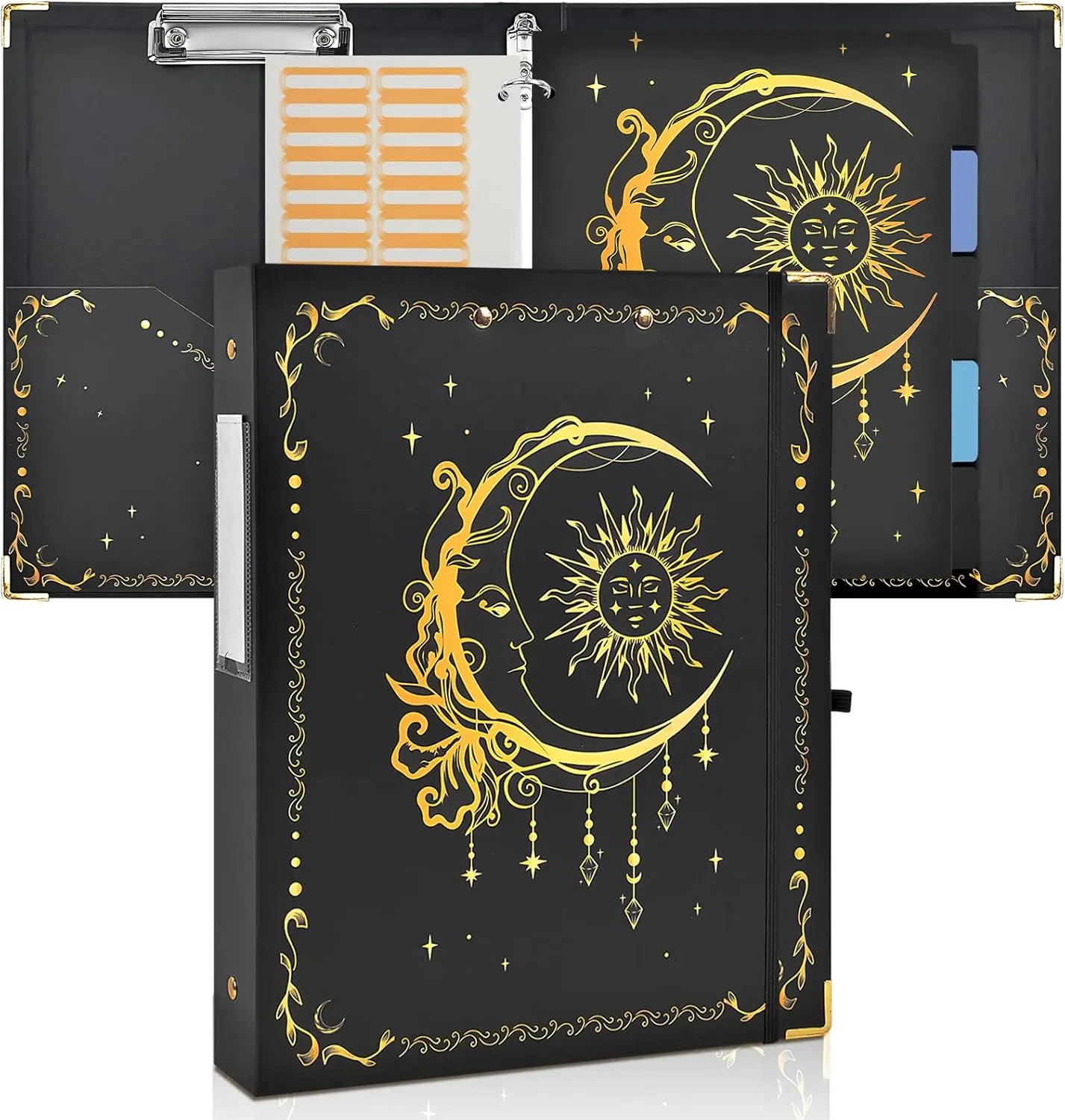 3 Ring Binder 1 Inch PU Leather Three Ring Binder with 5 Tab Dividers Decorative Clipboard Binders for School Office Supplies