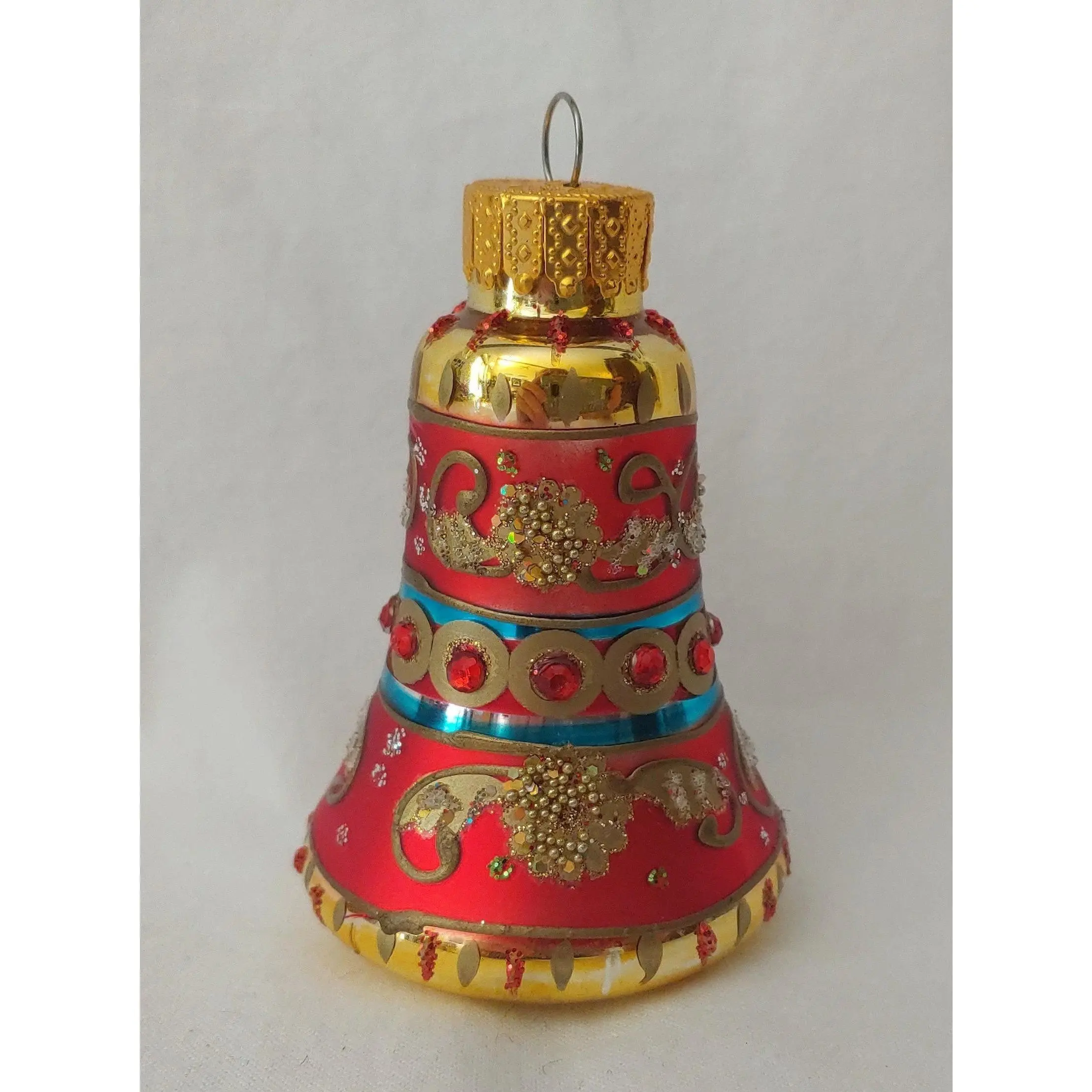 Ornate Glass Bell Vintage Christmas Ornament