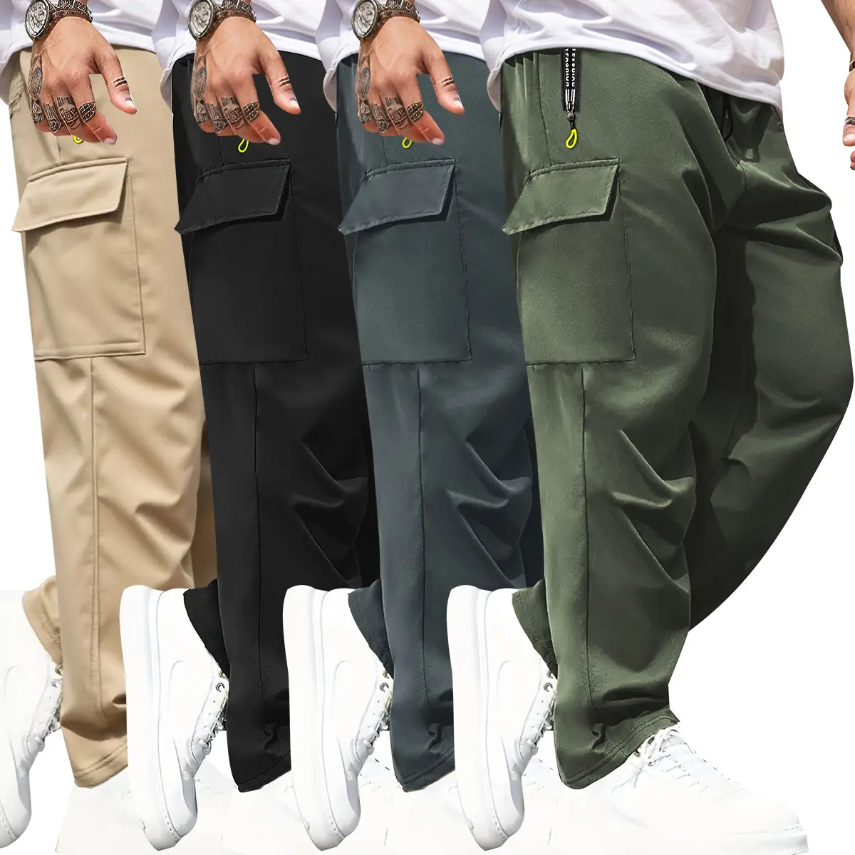 Men's Camouflage Cargo Joggers Pants Zipper Pockets Casual Athletic Workout 2026