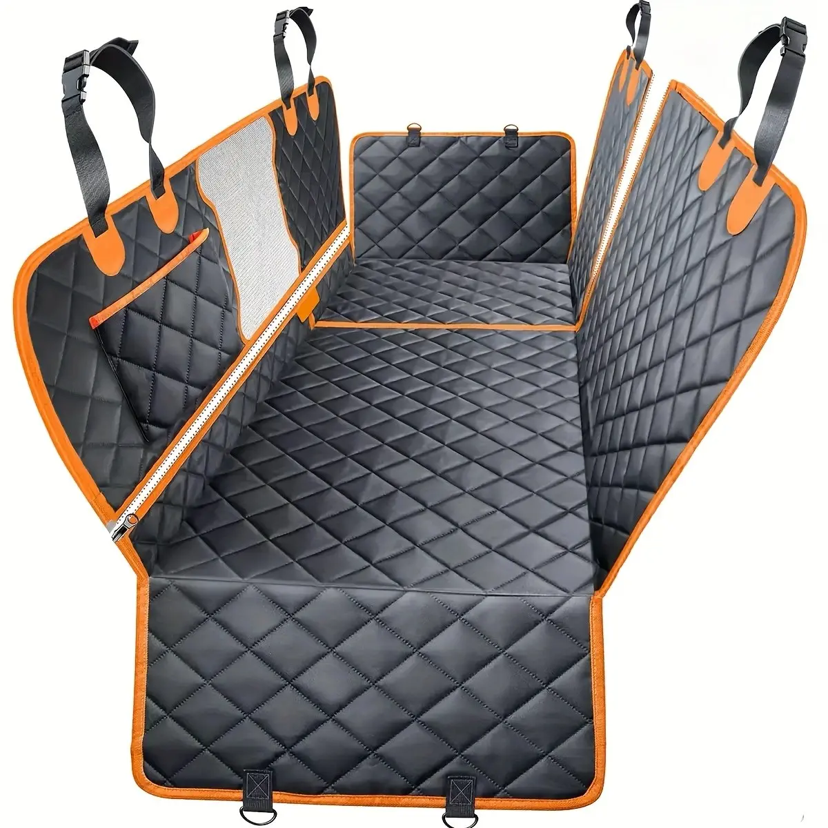 Dog Car Seat Cover 3-In-1 Set, Rear Seat Dog Bed with Mesh Window, Non-Slip Pet Protection, Fits Cars Trucks and Suvs, Nonslip Backseat Protector, Seat Protector Mat