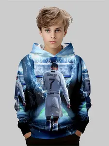 New 3D Print Long Sleeve Sports Shirt for Boys, Fashionable & Cool Design, Comfortable Casual Wear for Outdoor Activities, Athletic Hoodie