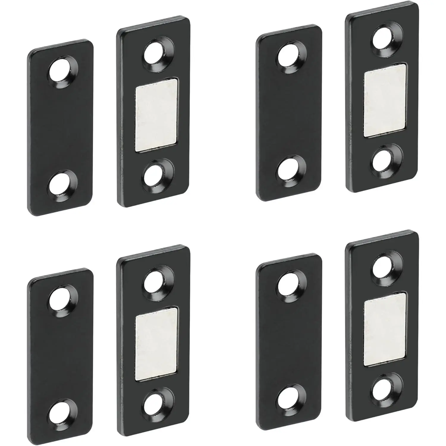 Cabinet  Catch 4 count Ultra Thin Stainless Steel Door Catch Latch for Drawer Closet, Adhesive Cabinet  Closures Door Closing, Door Catch Closer Black
