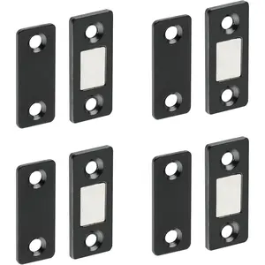 Cabinet  Catch 4 count Ultra Thin Stainless Steel Door Catch Latch for Drawer Closet, Adhesive Cabinet  Closures Door Closing, Door Catch Closer Black