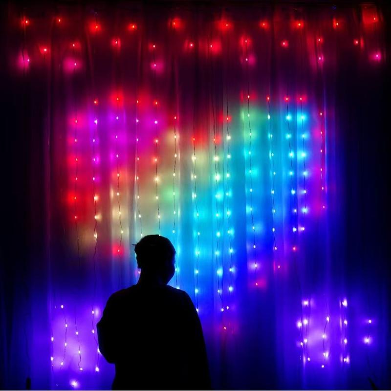 Smart LED Curtain Lights, Color Changing Wall Lights, Dynamic DIY Curtain String Lights for Bedroom Living Room Backdrop Decor Christmas Halloween Parties, 400 RGB LEDs