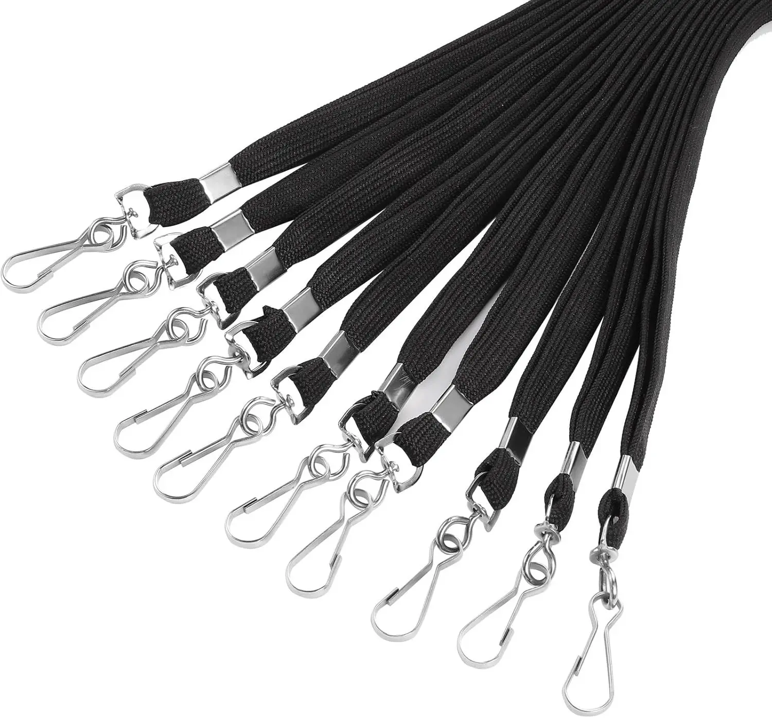 25 Pack Black Lanyard Bulk Lanyards for Id Badges Flat Lanyard with Badge Clip Swivel Hook