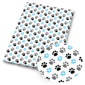 1 piece of fabric with a dog paw print – 59 x 19.68 inches (150 x 50 cm), pre-cut polyester fabric featuring a pattern of autumn leaves and flowers – suitable for DIY sewing, scrapbooking, tablecloths and craft projects