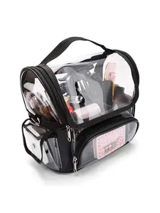 Transparent Waterproof Cosmetic Organizer Bag, PVC Fashion Travel Case for Makeup Tools, Haircutting Tool Storage, All Seasons Use