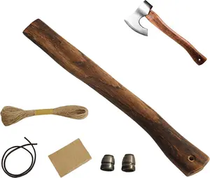 Hand-Forged Carbonized Axe Handle - 15/24 Inch Handle Wood & Wedges to Revive Your Old Axe Includes Hemp & (14.57inch(37cm))