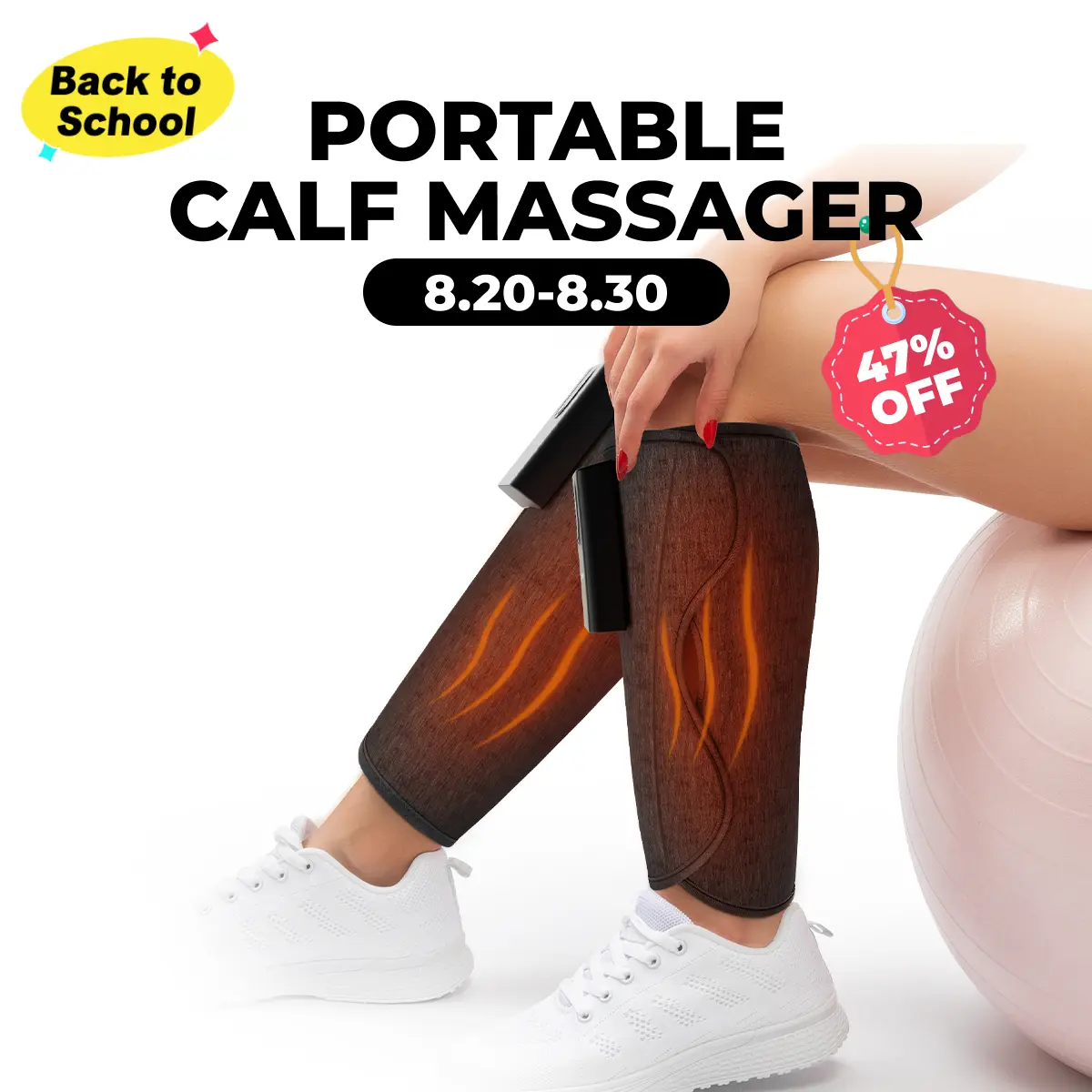 CINCOM Cordless Heated Portable Leg Massager with Calf Airbags, Customizable Modes, Adjustable Intensity Levels - Body Massage Device for Mother's Day, Birthday Gifts, Women's Self Care