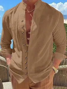 Men's Vintage Cotton Linen Casual Loose Shirt Long Sleeve, New Arrival 2026, Comfortable and Stylish, Perfect for Daily Wear