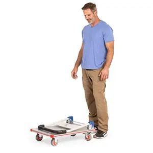 HaulPro Aluminum Folding Cart with Wheels - Platform Truck - Weight Capacity 400lbs - Compact Foldable Cart Fully Assembled for Warehouse, Restaurant, Shops Factories and Home - Flatbed Cart with 4 PU Wheels