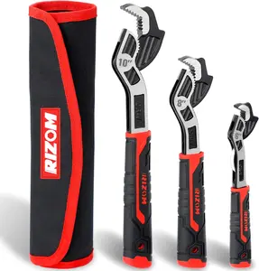 Self-Adjusting Pipe Wrench Set 6” 8” 10”, Self-Tightening Plumbers Wrench for 7–35mm Pipe Fittings & Nuts