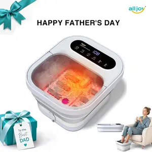 ALLJOY Foot Spa Bath Massager with Heat, Collapsible Foot Massager Spa Soaking Tub with Bubbles, Pumice Stone, Timer, 6 Shiatsu Massage Rollers Pedicure FootSpa for Relaxation, Gifts for Dad, Mom
