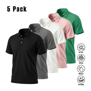 5 Pack Women and Mens Polo Shirts UPF 50+ Quick Dry Short Sleeve Golf T Shirt Athletic Performance Moisture Wicking Casual Workout,Dry Fit Polo Collar Shirt Menswear Stylish Ribbed Sleeve Workout Sun Protection Swim Shirts 2026 Fasion Set #Summervibes