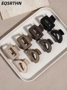 8pcs Cute Small Women's Daily All-match Mini Hair Clip for Autumn and Winter Small Frosted Brown Simple Design Exquisite Hollow Non-slip Hair Clip Claw Clips