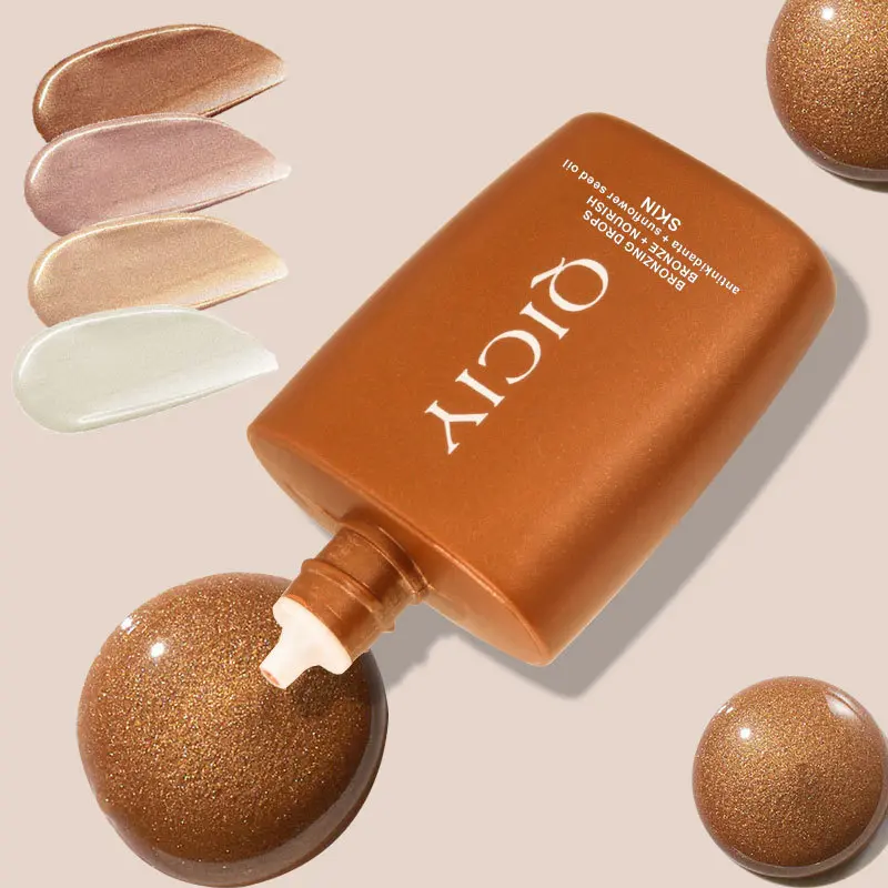QICIY 4-Color Highlighter & Contouring Liquid Palette - Essential for Radiant Skin, Sculpting Face, Moisturizing Formula, Lightweight, Natural Translucent Finish - Makeup 01# Bronzer Flawless Cosmetic Hydrate