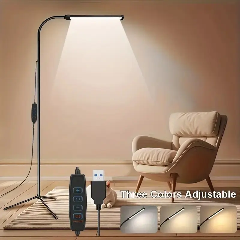 96led Floor Lamp, Ambient Dimmable Led, Adjustable Brightness, Dimmable Warm Light, Three Color Temperatures, USB Powered, Flexible Neck Design, Ideal for Makeup, Nail Care, Reading, Living Room, Bedroom, Office, Beauty Salon