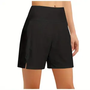 Women's 5 Inch High Waist Swim Board Shorts with Liner and Pockets - Quick Dry Beach & Swim Shorts