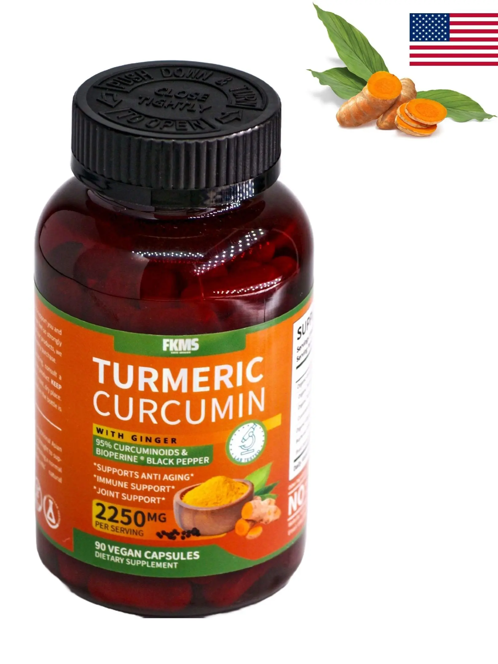 Turmeric Nutrition Curcumin with Ginger and  Black Pepper Extract, 2250mg High Absorption  Curcuminoids for Joint and  Dietary Fitness Healthcare Supplement