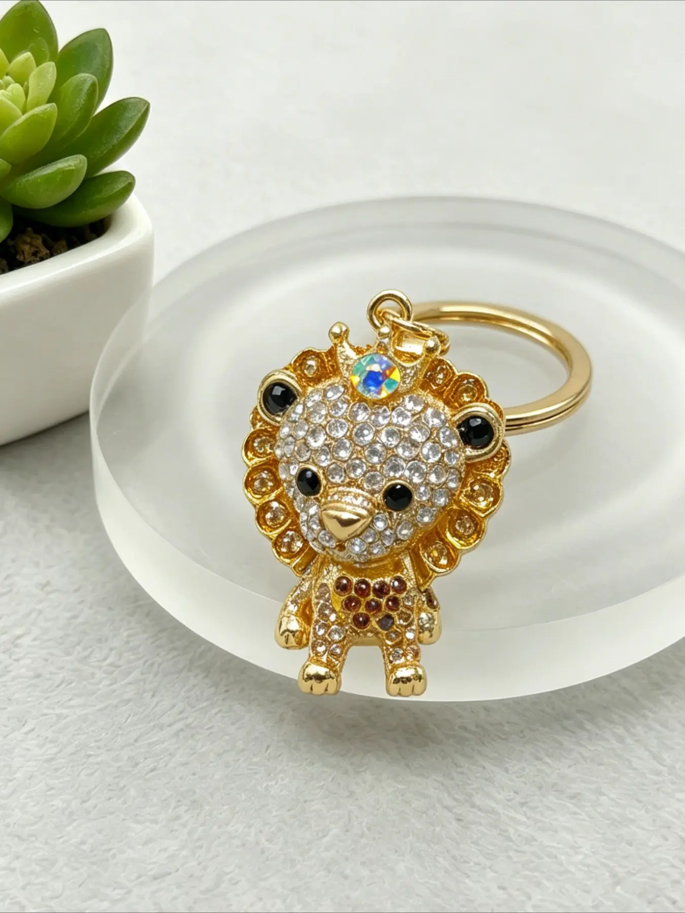 1PC Cartoon Key Ring Cute Lion Pendant Keychain Bag Key Accessories for Animal Lover