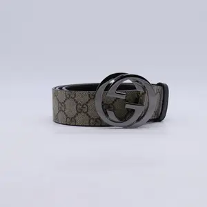 Pre-owned Gucci GG Supreme Belt with Interlocking G Buckle W20942