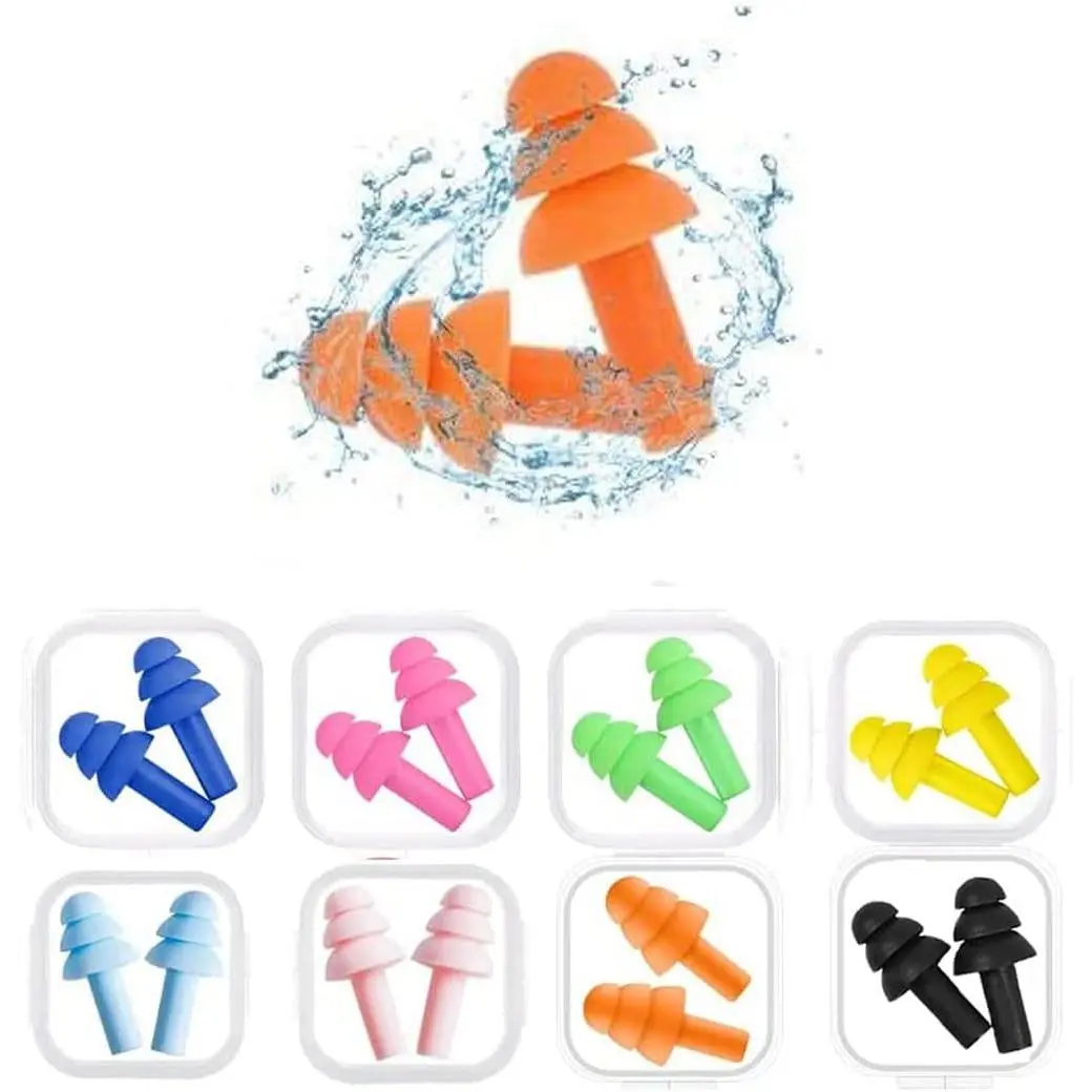 Earplugs for Sleeping Noise Cancelling Reusable Silicone Ear Plugs Suitable for Swimming Travel  Airplanes Study Work Noisy Places(8Pairs)