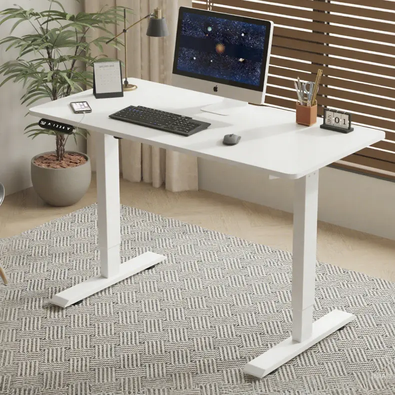 55"×24" Rectangular Rustic Wood Standing Desk - Steel Frame, Electric Height-Adjustable Office/Gaming Table, 27.75"-45.86" Lift, Automatic Lowering, LED Display, Overcurrent Protection, Type-C Fast-Charging Port, Office Desk