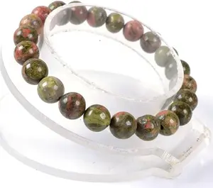 【Unakite】 Unakite Stretch Bracelet, Handmade Unisex Crystal Bracelets for Meditation, Yoga, Spiritual Healing & Positive Energy