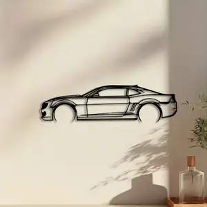 ​​1pc Camaro Metal Wall Art, Camaro Statue Mural, Perfect for Garage Wall, Office Wall, Car Wall, Valentine's Day Decor, Ideal Gift for Car Enthusiasts, Gold-Plated Metal​​