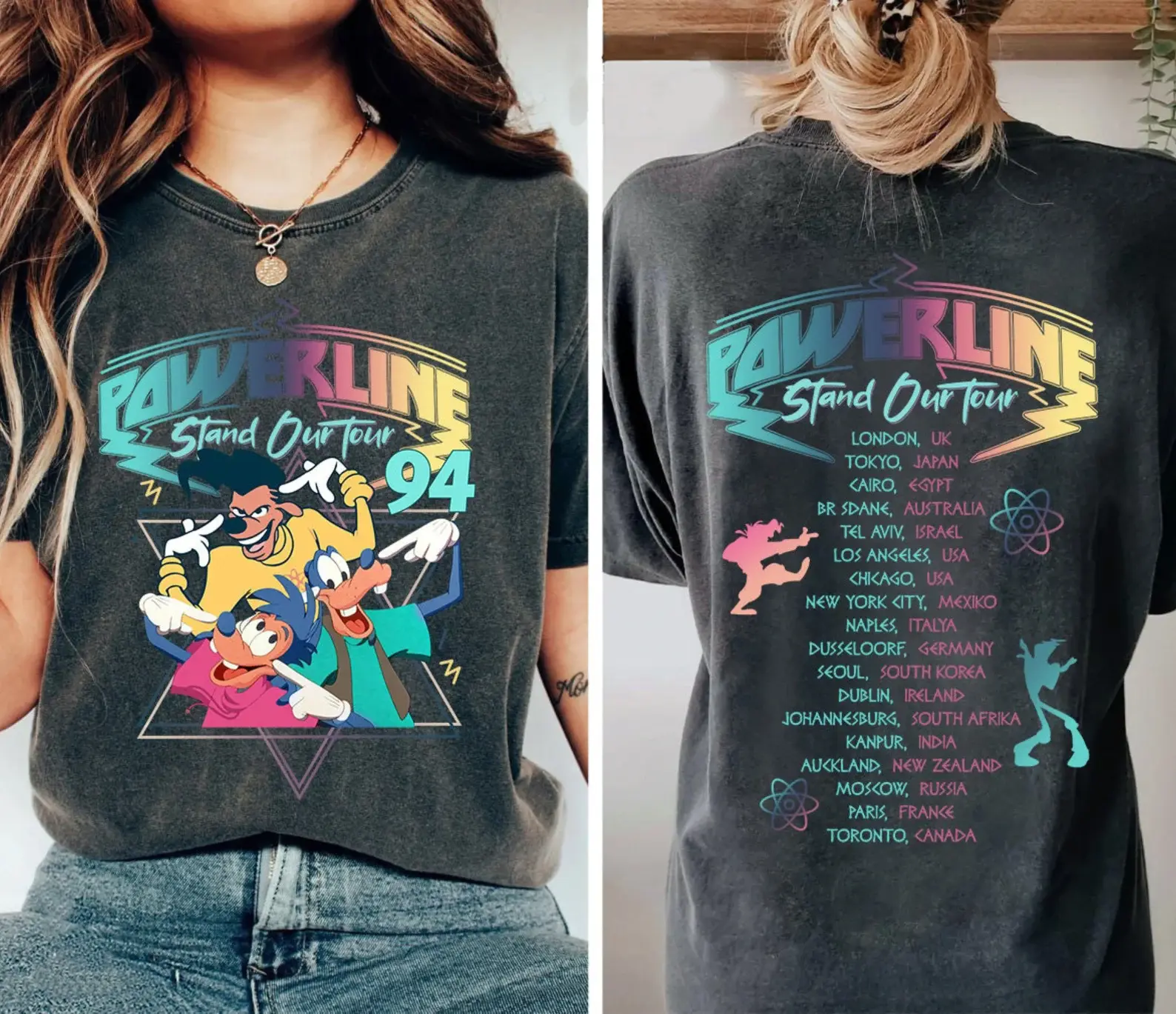 Comfort Color Retro Retro 90s Movie Powerline Stand Out World Tour 94 T-Shirt Shirt, Classic Vintage Apparel, Unisex Casual Top