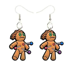Voodoo Doll Earrings Hypoallergenic Silver Plated Fishhooks Yazzle Dazzle Worship Ritual Cajun Haiti Belief Louisiana Voodou Religion