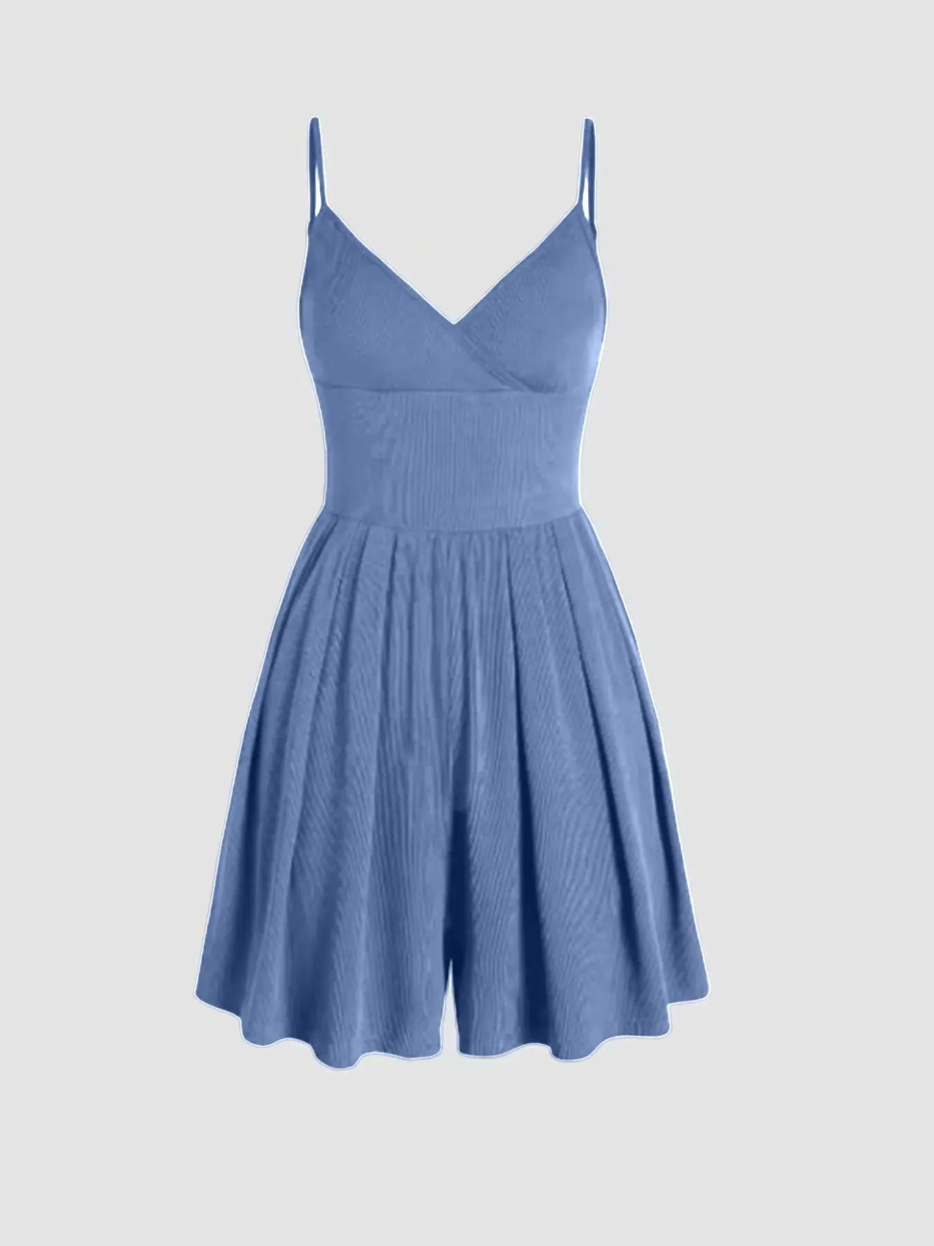 2026 Summer New Fashion Women's Casual Plain Solid Basic Ribbed Sleeveless Halter Spaghetti Strap Fitted Short Jumpsuit, Jumpsuits with Pocket, Pocket Design Beach Jumpsuit, Sexy Slim-Fitting Style, Halter Neck Jumpsuits