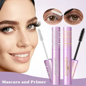 2PC Mascara and Primer for Waterproof, Voluminous, Long-Lasting, Smudge-Proof, and Curled Lashes