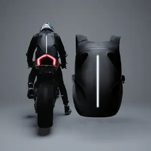 Motorcycle Backpack with Helmet Storage - Heavy-Duty High Quality Riding Backpack, Large Capacity Motorcycle Travel Bag with Reflective Strips, Secure Zipper Closure, PVC Construction - for Men & Women Riders, Long Distance Tours, Commute