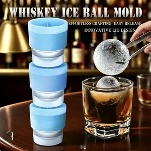Ice Ball Mold, 2.5 Inch Large Round Ice Cube Maker, Slow Melting Sphere Ice Mold for Whiskey, Bourbon & Cocktails, Reusable Ice Tray, Kitchen Bar Accessory