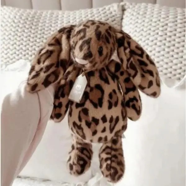 Jellycat Cobblehop Leopard Print Bunny Plush, Soft Stuffed Rabbit Doll with Dust Bag for Nursery Decor and Gifts
