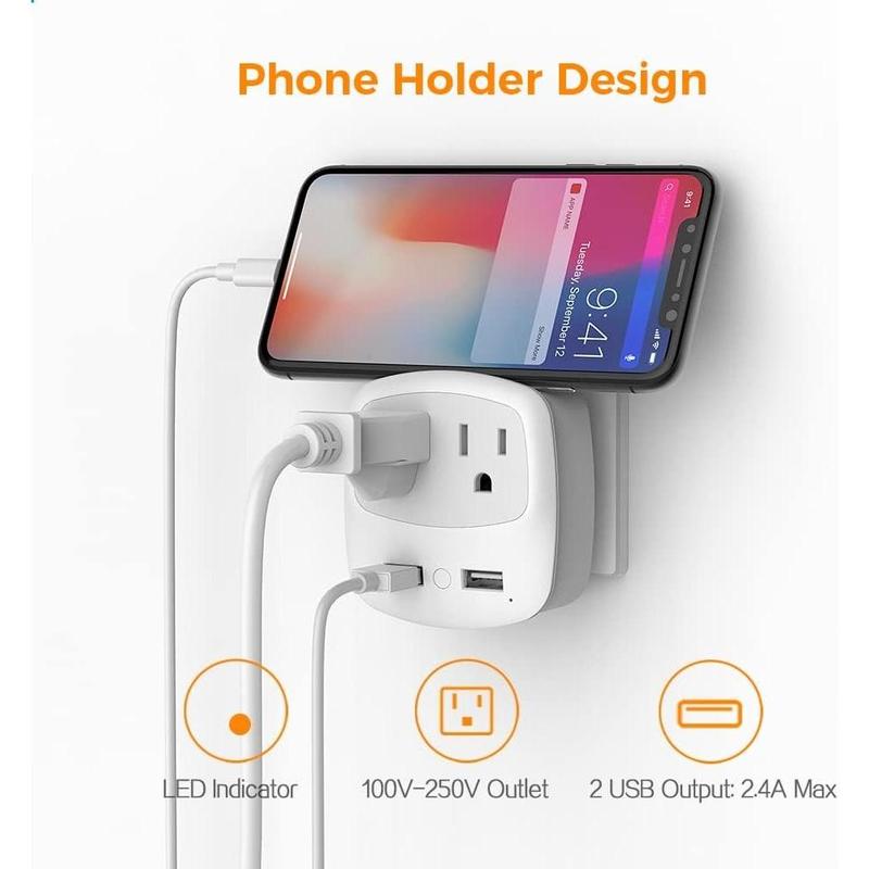 F-APT21  FEuropean Travel Plug Adapter Converter, International Power Plug Converter with 2 USB, Type C Outlet Adaptor Charger for US to Most of Europe EU Iceland Spain Italy France Germany