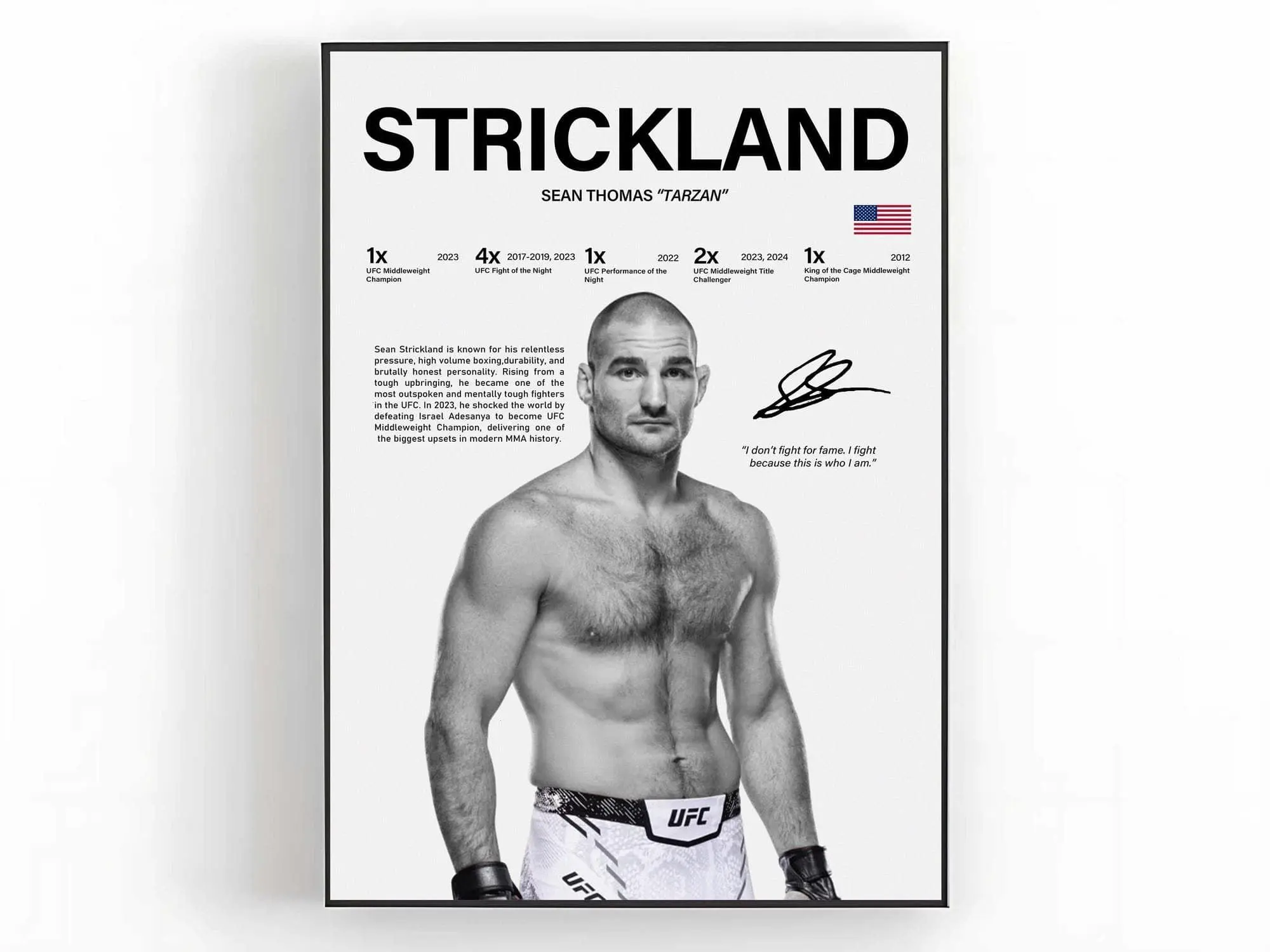 Sean Strickland Poster UFC Wall Art MMA Print Sports Room Decor Fight Fan Gift ( Unframed - Print Only )