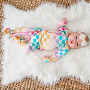 pastel checks footie