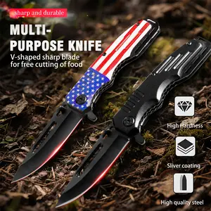 Pocket knife with unique 3D pattern, cool pocket folding knife, ideal gift for men's outdoor camping and fishing, suitable for Halloween and Christmas.Two patterns available