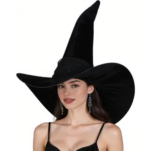 Witch Hat Halloween Adult Black Women's Large Witches Hat Costume Accessories for Party